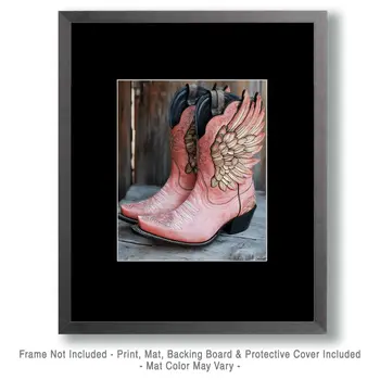 Pink Fairy Cowgirl Boots - Southwest Fairies Wall Art Prints – 8″x10″ Artwork for 11″x14″ Frame