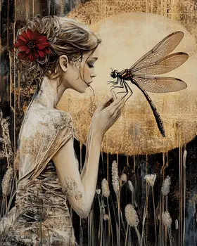 Fairy Listening to a Dragonfly's Woes - Fairies Wall Art Prints – 8″x10″ Artwork for 11″x14″ Frame