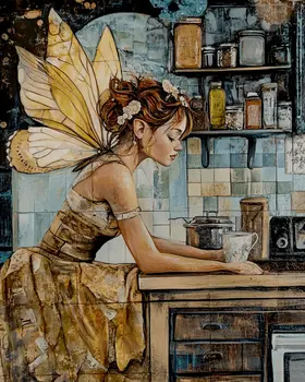Tired Fairy - Fairies Wall Art Prints – 8″x10″ Artwork for 11″x14″ Frame