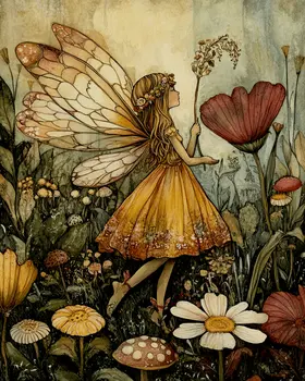 Carefree Fairy - Fairies Wall Art Prints – 8″x10″ Artwork for 11″x14″ Frame