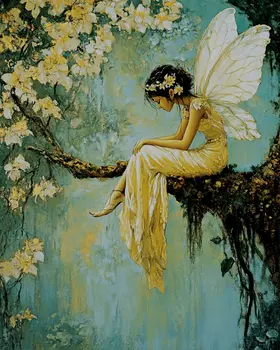Melancholy Fairy - Fairies Wall Art Prints – 8″x10″ Artwork for 11″x14″ Frame
