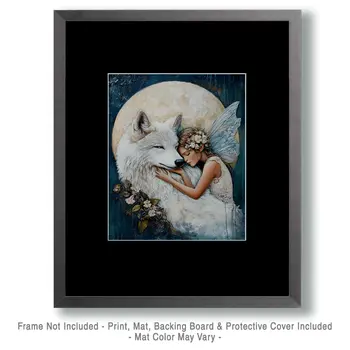 Giggling Fairies  in Flight - Fairytale Prints – 8″x8″ Artwork in 12″x12″ Mat