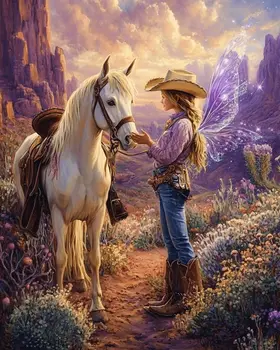 Fairy and Her Horse - Fairies Wall Art Prints – 8″x10″ Artwork for 11″x14″ Frame