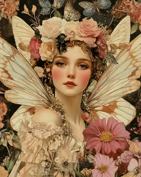 Fairy Floral Still Life - Fairies Wall Art Prints – 8″x10″ Artwork for 11″x14″ Frame