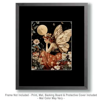 The Thinking Fairy - Fairies Wall Art Prints – 8″x10″ Artwork for 11″x14″ Frame