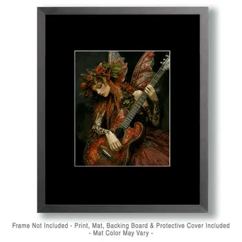 Fairy Playing Guitar - Fairies Wall Art Prints – 8″x10″ Artwork for 11″x14″ Frame