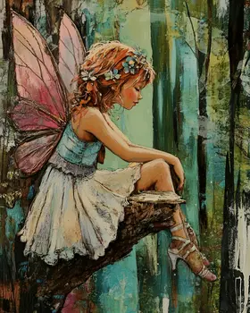 Fairy Thoughts - Fairies Wall Art Prints – 8″x10″ Artwork for 11″x14″ Frame