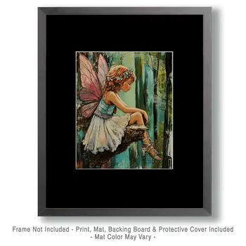 Fairy Thoughts - Fairies Wall Art Prints – 8″x10″ Artwork for 11″x14″ Frame