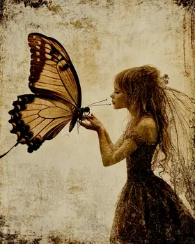 Fairy Comforting Butterfly - Fairies Wall Art Prints – 8″x10″ Artwork for 11″x14″ Frame