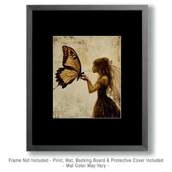Fairy Comforting Butterfly - Fairies Wall Art Prints – 8″x10″ Artwork for 11″x14″ Frame