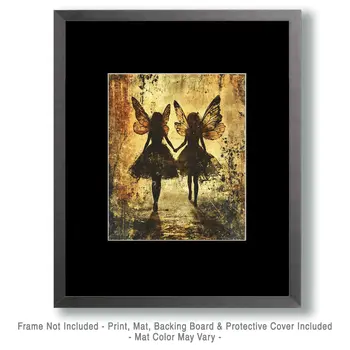 Fairy Friends on a Walk - Fairies Wall Art Prints – 8″x10″ Artwork for 11″x14″ Frame