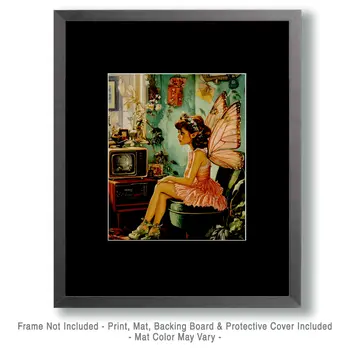 Fairy Sitting at Home - Fairies Wall Art Prints – 8″x10″ Artwork for 11″x14″ Frame