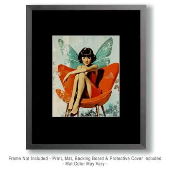 Fairy in Chair - Fairies Wall Art Prints – 8″x10″ Artwork for 11″x14″ Frame