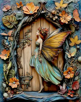 A Fairy at the Door - Fairies Wall Art Prints – 8″x10″ Artwork for 11″x14″ Frame