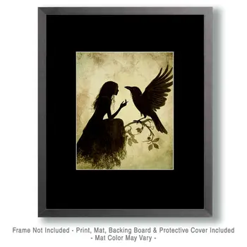 Fairy Scolding Raven - Fairies Wall Art Prints – 8″x10″ Artwork for 11″x14″ Frame