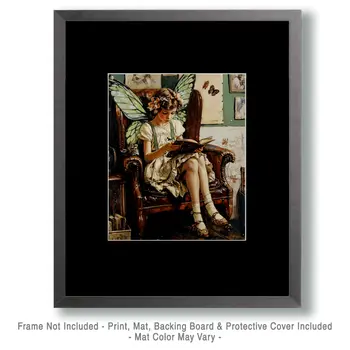 Fairy Reading - Fairies Wall Art Prints – 8″x10″ Artwork for 11″x14″ Frame