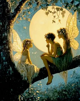 Fairy Meet-Up - Fairies Wall Art Prints – 8″x10″ Artwork for 11″x14″ Frame
