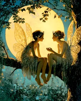 Fairy Chat - Fairies Wall Art Prints – 8″x10″ Artwork for 11″x14″ Frame