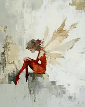 Abstract Lonely Fairy - Fairies Wall Art Prints – 8″x10″ Artwork for 11″x14″ Frame
