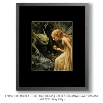 Fairy Feeds Goblin - Fairies Wall Art Prints – 8″x10″ Artwork for 11″x14″ Frame