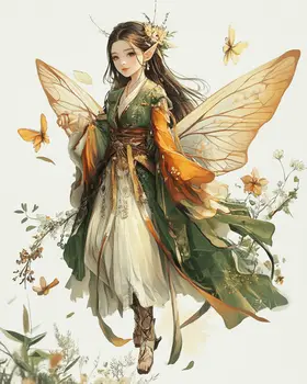Fairy Guest - Fairies Wall Art Prints – 8″x10″ Artwork for 11″x14″ Frame