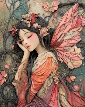 Resting Fairy - Fairies Wall Art Prints – 8″x10″ Artwork for 11″x14″ Frame