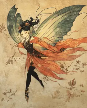 Antique Fairy - Fairies Wall Art Prints – 8″x10″ Artwork for 11″x14″ Frame
