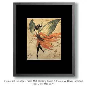 Antique Fairy - Fairies Wall Art Prints – 8″x10″ Artwork for 11″x14″ Frame