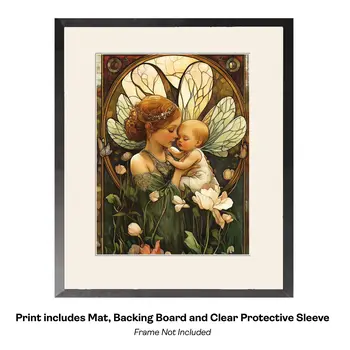 Art Nouveau Fairy Mother and Child - Fairies Wall Art Prints – 8″x10″ Artwork for 11″x14″ Frame