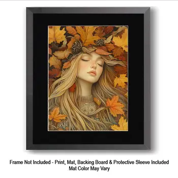 Freya the Norse Goddess In Autumn Matted Art Print