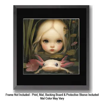Girl with Siamese Cats: Big Eyes, Low Brow, High Brow Art Wall Prints 8"x10" for 11" x 14" Frames