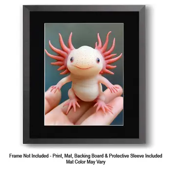 Palm Size Axolotl Wall Art Prints - 8"x10" Art Print for 11"x14" Frame