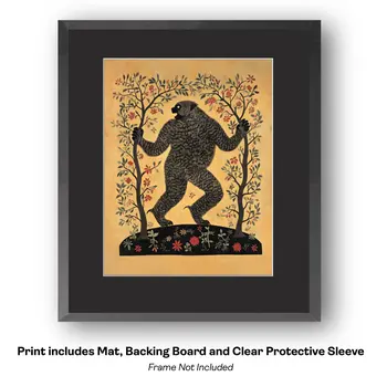 Bigfoot Angry with Tourists  - Bigfoot Art Prints – 8″x10″ Artwork in 11″x14″ Mat