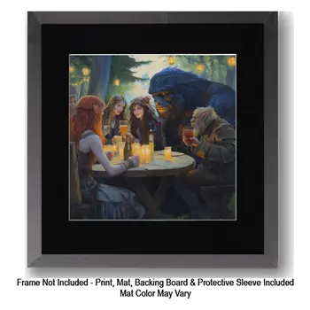 Bigfoot Angry with Tourists  - Bigfoot Art Prints – 8″x10″ Artwork in 11″x14″ Mat