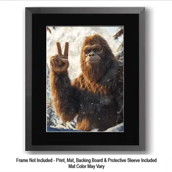 Bigfoot Angry with Tourists  - Bigfoot Art Prints – 8″x10″ Artwork in 11″x14″ Mat