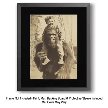 Bigfoot Angry with Tourists  - Bigfoot Art Prints – 8″x10″ Artwork in 11″x14″ Mat