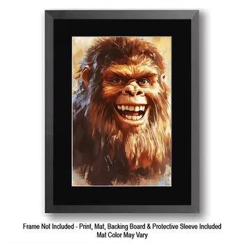 Bigfoot Portrait in Oil - Cryptid Wall Art Prints – 8″x10″ Artwork for 11″x14″ Frame