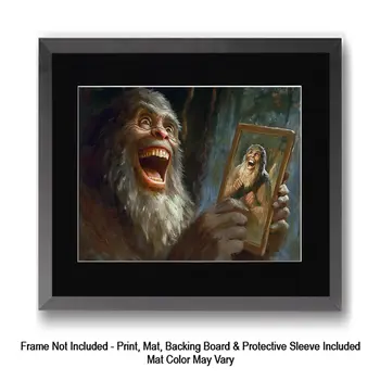 Bigfoot Angry with Tourists  - Bigfoot Art Prints – 8″x10″ Artwork in 11″x14″ Mat