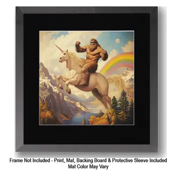 Bigfoot Angry with Tourists  - Bigfoot Art Prints – 8″x10″ Artwork in 11″x14″ Mat