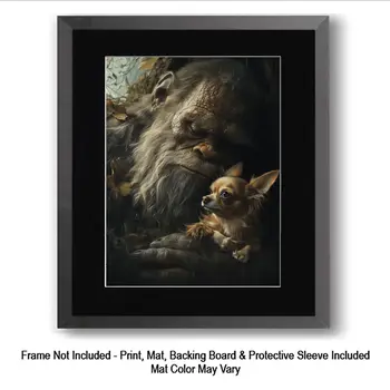 Bigfoot Vintage Photo Piggyback - Bigfoot and Sasquatch Wall Art Prints – 8″x10″ Artwork in 11″x14″ Mat