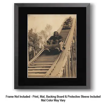 Bigfoot Angry with Tourists  - Bigfoot Art Prints – 8″x10″ Artwork in 11″x14″ Mat
