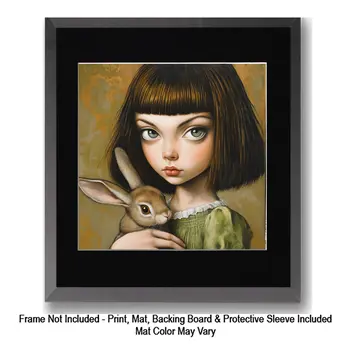 Girl with Siamese Cats: Big Eyes, Low Brow, High Brow Art Wall Prints 8"x10" for 11" x 14" Frames