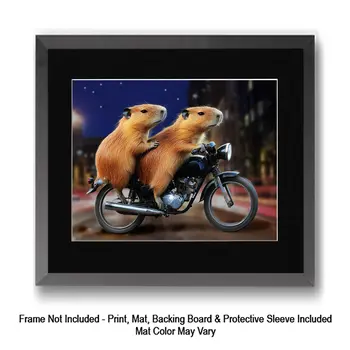 Sweet Sue Capybara Capybara Wall Art Prints – 8″x10″ Artwork in 11″x14″ Mat