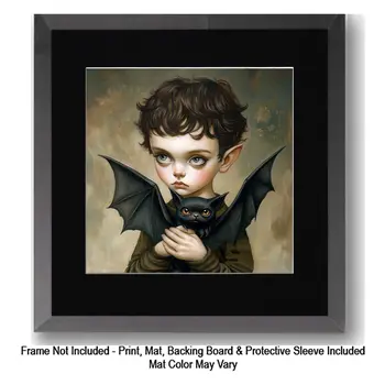 Little Farm Girl And Pet Hens: Big Eyes, Low Brow, High Brow Art Wall Prints 8"x10" for 11" x 14" Frames