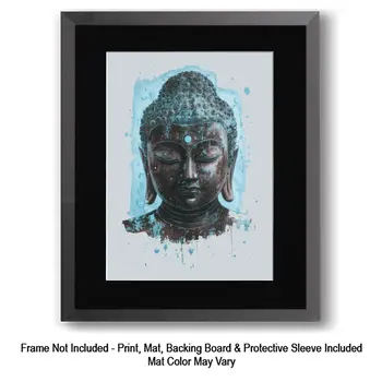 Buddha Carved From Stone - Zen Art for Meditation Home Decor Wall Art Prints – 8″x10″ Artwork – 11″x14″ Matte