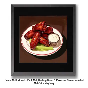 Buffalo Chicken Wings 8”x8” Art Print Bistro Collection