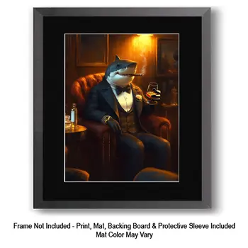 Jet Set Shark, Humor That Bites 8″x10″ Artwork in 11″x14″ Mat