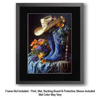Cobalt Blue Cowgirl Still Life    – 8″x10″ Artwork in 11″x14″ Mat