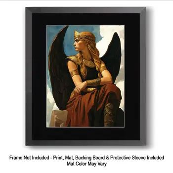 Contemplative Freya the Norse Goddess Art Print with Mat
