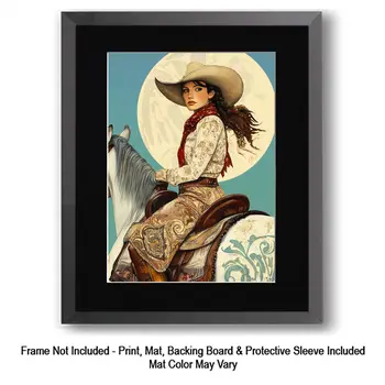 Cowgirl Country Star - Cowgirl Western Art Prints  8"x8" Artwork for 12"x12"  Frame